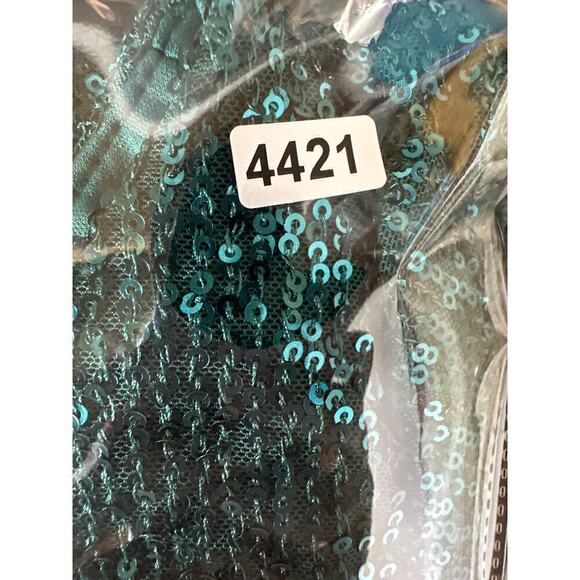 Ieena for Mac Duggal Dress Sequined Long Sleeve Open Back Ruched Green NWT 4 - Picture 10 of 10